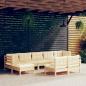 Preview: ARDEBO.de - 9-tlg. Garten-Lounge-Set mit Creme Kissen Kiefernholz