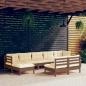 Preview: ARDEBO.de - 9-tlg. Garten-Lounge-Set mit Kissen Honigbraun Kiefernholz