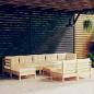 Preview: ARDEBO.de - 10-tlg. Garten-Lounge-Set mit Creme Kissen Kiefernholz