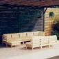 Preview: ARDEBO.de - 10-tlg. Garten-Lounge-Set mit Creme Kissen Kiefernholz