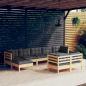 Preview: ARDEBO.de - 9-tlg. Garten-Lounge-Set mit Grauen Kissen Kiefer Massivholz