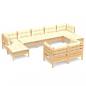 Preview: 9-tlg. Garten-Lounge-Set mit Creme Kissen Massivholz Kiefer