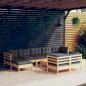 Preview: ARDEBO.de - 10-tlg. Garten-Lounge-Set mit Grauen Kissen Kiefer Massivholz