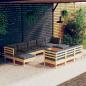 Preview: ARDEBO.de - 10-tlg. Garten-Lounge-Set mit Grauen Kissen Kiefer Massivholz