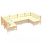 Preview: 6-tlg. Garten-Lounge-Set mit Creme Kissen Massivholz Kiefer