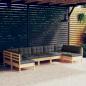 Preview: ARDEBO.de - 7-tlg. Garten-Lounge-Set mit Grauen Kissen Kiefer Massivholz