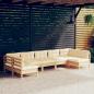 Preview: ARDEBO.de - 7-tlg. Garten-Lounge-Set mit Creme Kissen Massivholz Kiefer