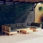 Preview: ARDEBO.de - 8-tlg. Garten-Lounge-Set mit Grauen Kissen Kiefer Massivholz