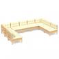 Preview: 9-tlg. Garten-Lounge-Set mit Creme Kissen Massivholz Kiefer