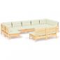 Preview: 9-tlg. Garten-Lounge-Set mit Creme Kissen Massivholz Kiefer