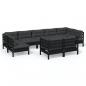 Preview: 9-tlg. Garten-Lounge-Set mit Kissen Schwarz Kiefer Massivholz