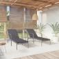 Preview: ARDEBO.de - Sonnenliegen 2 Stk. mit Tisch Poly Rattan Grau