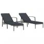 Preview: Sonnenliegen 2 Stk. mit Tisch Poly Rattan Grau