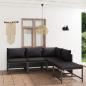 Preview: ARDEBO.de - 5-tlg. Garten-Lounge-Set mit Kissen Poly Rattan Grau