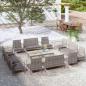 Preview: ARDEBO.de - 16-tlg. Garten-Lounge-Set mit Auflagen Poly Rattan Grau