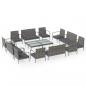 Preview: 16-tlg. Garten-Lounge-Set mit Auflagen Poly Rattan Grau