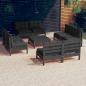 Preview: ARDEBO.de - 9-tlg. Garten-Lounge-Set mit Anthrazit Kissen Kiefernholz