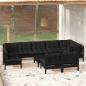 Preview: ARDEBO.de - 10-tlg. Garten-Lounge-Set mit Kissen Schwarz Massivholz Kiefer