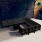 Preview: ARDEBO.de - 11-tlg. Garten-Lounge-Set mit Kissen Schwarz Kiefernholz