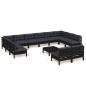 Preview: 13-tlg. Garten-Lounge-Set mit Kissen Schwarz Kiefer Massivholz