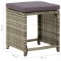 Preview: Gartenhocker 4 Stk. mit Kissen Poly Rattan Grau