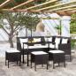 Preview: ARDEBO.de - 5-tlg. Sofagarnitur in L-Form mit Kissen Poly Rattan Schwarz