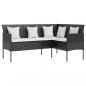 Preview: Sofa in L-Form mit Kissen Poly Rattan Schwarz