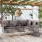 Preview: ARDEBO.de - Sofa in L-Form mit Kissen Poly Rattan Grau