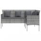 Preview: Sofa in L-Form mit Kissen Poly Rattan Grau