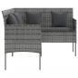 Preview: Sofa in L-Form mit Kissen Poly Rattan Grau