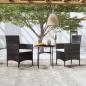 Preview: ARDEBO.de - 3-tlg. Garten-Essgruppe Poly Rattan Schwarz 