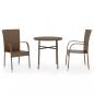 Preview: 3-tlg. Garten-Essgruppe Poly Rattan Braun