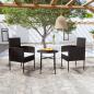 Preview: ARDEBO.de - 3-tlg. Garten-Essgruppe Poly Rattan Schwarz 