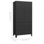 Preview: Industrial Kleiderschrank Schwarz 90x50x180 cm Metall