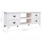 Preview: TV-Schrank Antik-Weiß 108x30x40 cm Massivholz Paulownia