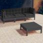 Preview: ARDEBO.de - 4-tlg. Garten-Lounge-Set mit Anthrazit Kissen Kiefernholz