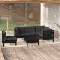 Preview: ARDEBO.de - 6-tlg. Garten-Lounge-Set mit Kissen Schwarz Kiefernholz