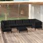 Preview: ARDEBO.de - 8-tlg. Garten-Lounge-Set mit Kissen Schwarz Kiefernholz