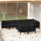 Preview: ARDEBO.de - 9-tlg. Garten-Lounge-Set mit Kissen Schwarz Massivholz Kiefer