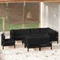 Preview: ARDEBO.de - 9-tlg. Garten-Lounge-Set mit Kissen Schwarz Massivholz Kiefer