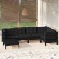 Preview: ARDEBO.de - 6-tlg. Garten-Lounge-Set mit Kissen Schwarz Massivholz Kiefer