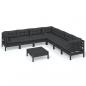 Preview: 8-tlg. Garten-Lounge-Set mit Kissen Schwarz Massivholz Kiefer