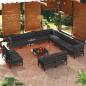 Preview: ARDEBO.de - 14-tlg. Garten-Lounge-Set mit Kissen Schwarz Massivholz Kiefer