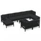 Preview: 10-tlg. Garten-Lounge-Set mit Kissen Schwarz Kiefer Massivholz