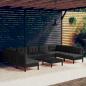 Preview: ARDEBO.de - 10-tlg. Garten-Lounge-Set mit Kissen Schwarz Massivholz Kiefer