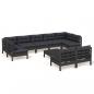 Preview: 10-tlg. Garten-Lounge-Set mit Kissen Schwarz Massivholz Kiefer