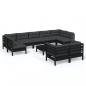 Preview: 10-tlg. Garten-Lounge-Set mit Kissen Schwarz Massivholz Kiefer