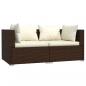 Preview: 2-Sitzer-Sofa mit Kissen Braun Poly Rattan