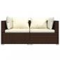 Preview: 2-Sitzer-Sofa mit Kissen Braun Poly Rattan