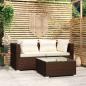 Preview: ARDEBO.de - 3-tlg. Garten-Lounge-Set mit Kissen Braun Poly Rattan